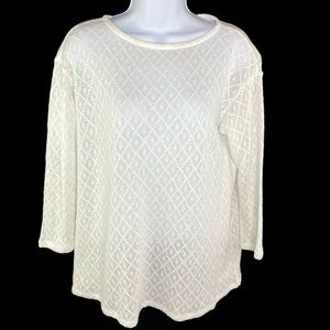 J.Jill Cream Cotton Sheer Top Breakaway Back Small